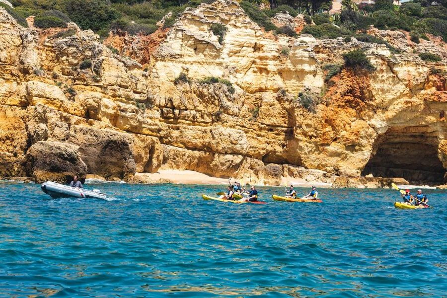 Albufeira: Algarve Kayak and Coastline Tour - Kayaking past cliffs, bays, and caves