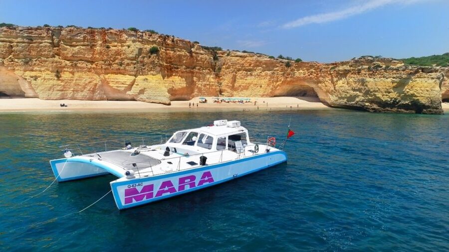 Albufeira: Catamaran Cruise with BBQ & Open Bar on the Beach - Leaving Albufeira Marina and settling into the catamaran