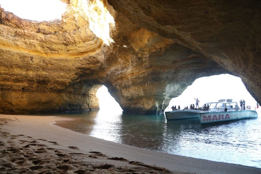 Albufeira: Caves and Coastline Catamaran Cruise to Benagil - Leaving Albufeira Marina with room to roam