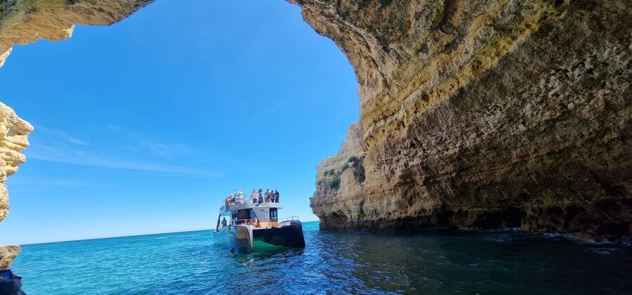 Albufeira: Coastline and Benagil Caves Tour by Catamaran - Leaving Albufeira Marina near Gate 3