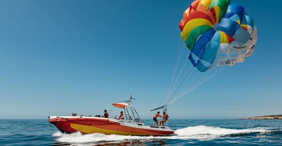 Albufeira: Parasailing Boat Trip - Leaving Albufeira Marina for open water