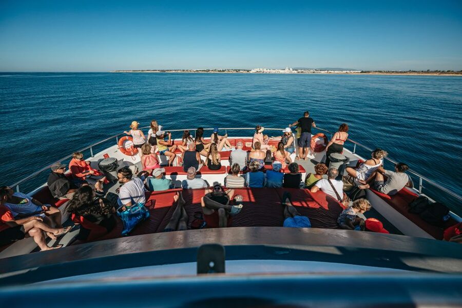 Algarve 3-Hour Caves and Coastline Boat Trip - Leaving Albufeira Marina for the Open Coast