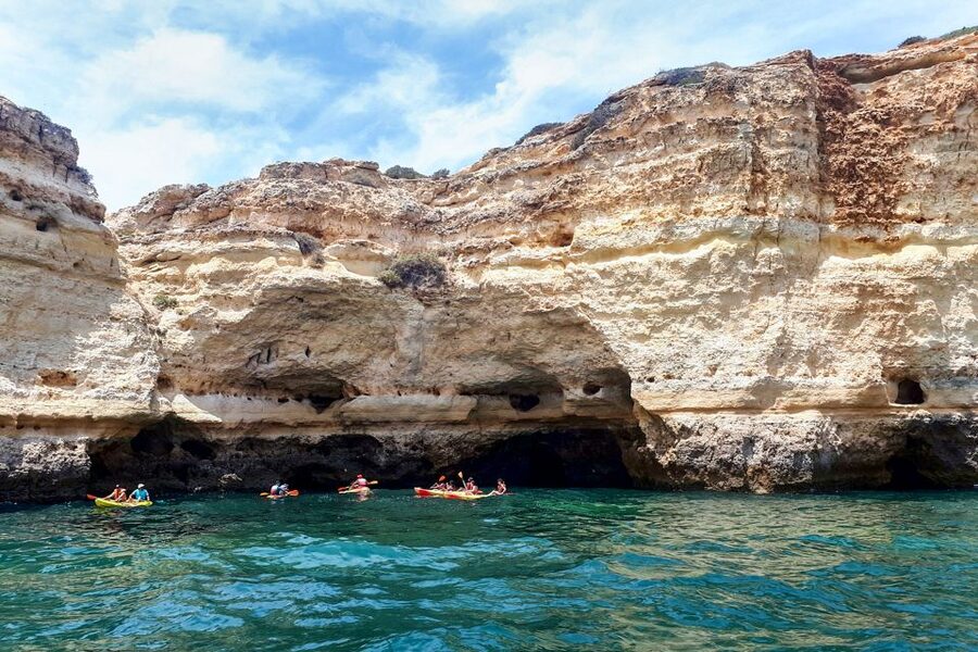 Benagil: Benagil Caves and Secret Spots Guided Kayaking Tour - Entering Benagil Sea Cave