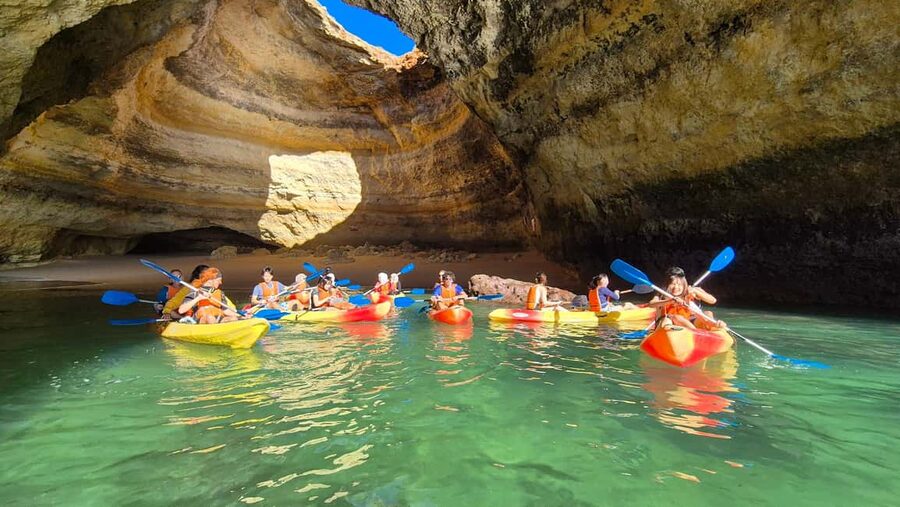 Benagil: Caves, Beaches, and Secret Spots Guided Kayak Tour - Benagil Beach and the first stretch of cliffs