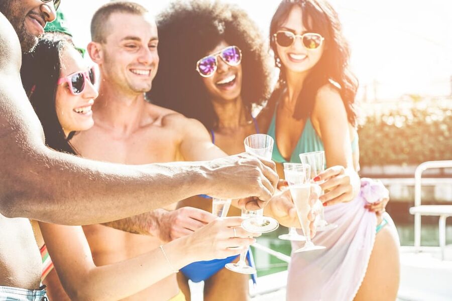 Boat Party to the Beach with Swimming Stops, DJ and Open Bar - Sailing out with music and river air