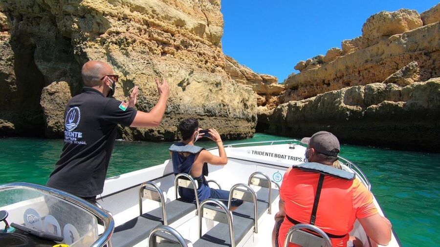 From Armação de Pêra: Benagil Caves and Beaches Boat Tour - Arriving at Benagil Cave