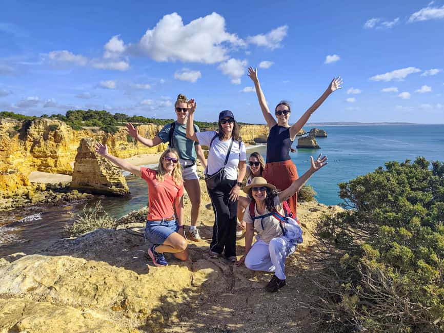 From Faro: 7 Valleys Hiking, Benagil Cave, & Snorkeling Tour - Seeing Benagil Cave from the clifftop
