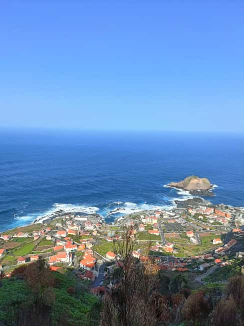 Funchal: 4WD Experience Skywalk to Seixal Porto Moniz, Fanal - Seixal shows off black sand and steep coast