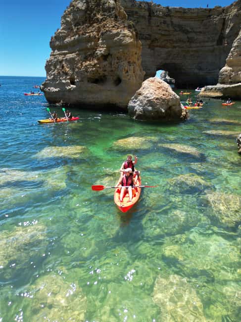 Lagoa: Benagil Caves and Wild Beaches Tour with Local Guide - Paddling through the first coves and rock formations