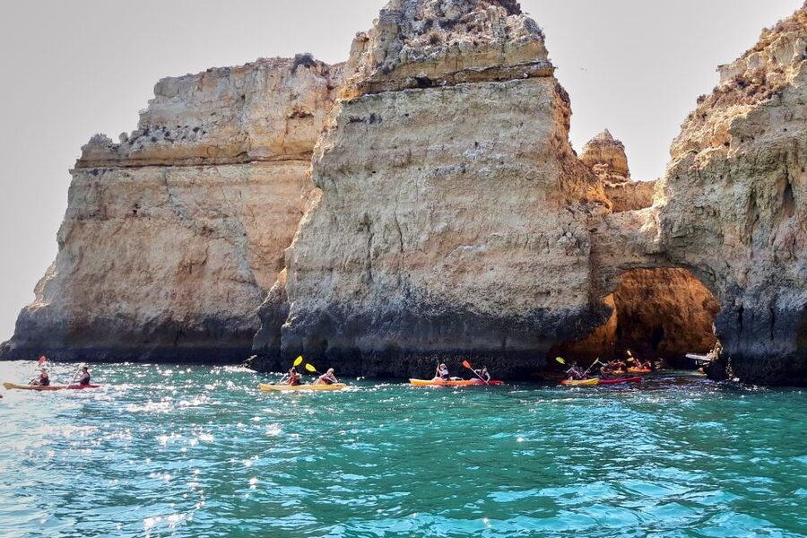 Lagos: Guided Kayak Tour - What the support boat adds to the experience