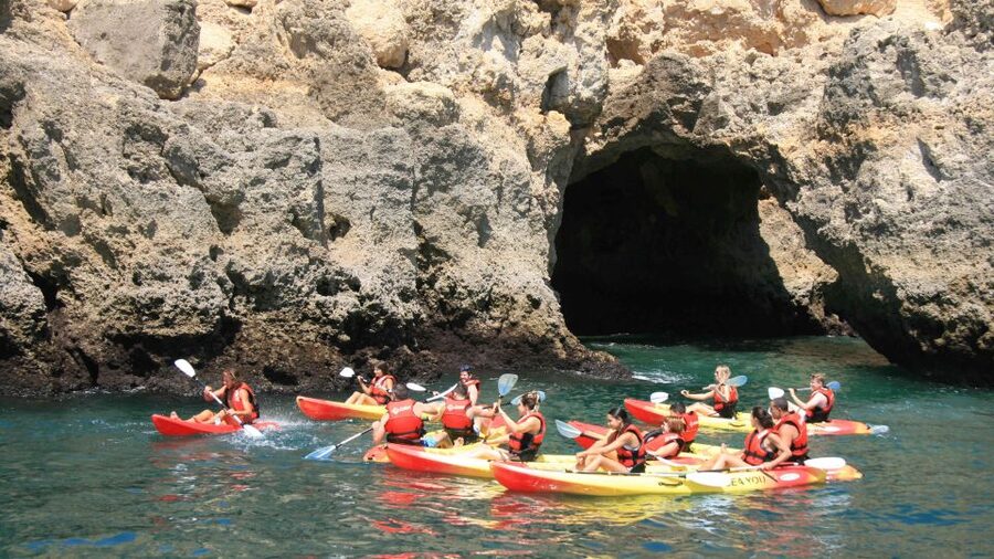 Lagos: Kayaking Tour - Leaving the harbor by catamaran