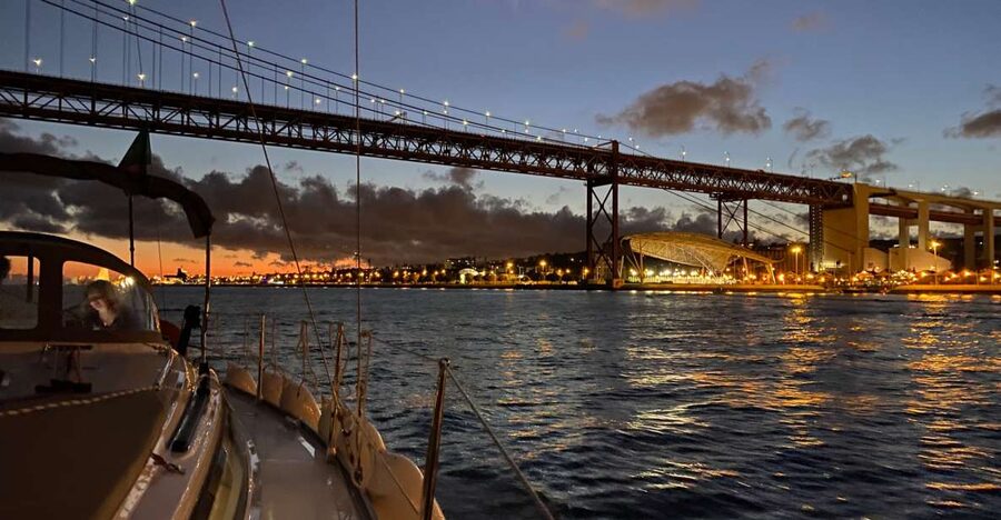 Lisbon: Luxury Sailboat Cruise at Night - Belém Tower and the riverfront monuments