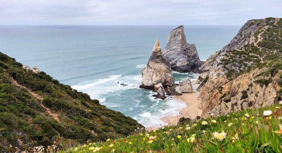 Lisbon: Sintra, Pena Palace, Quinta Regaleira, Cascais Tour - Pena Palace and its mountain views
