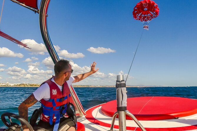 Parasailing from Albufeira Marina by Boat - Leaving Albufeira Marina for the Algarve Coast