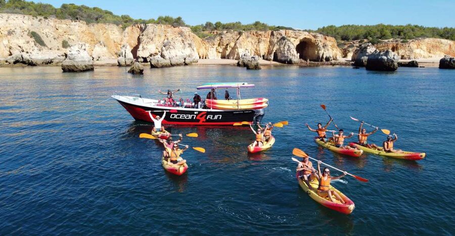 Portimão: Benagil Caves Speedboat and Kayak Guided Tour - Kayaking inside Benagil Cave