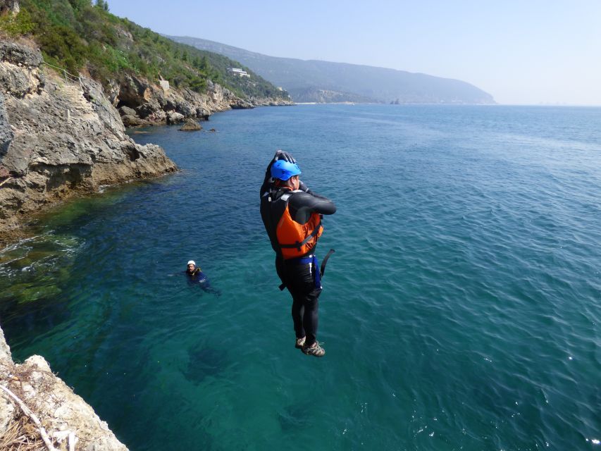 Portinho da Arrábida: Coasteering Boat Tour - The zip line and the optional cliff jumps