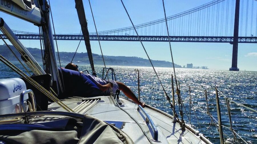 Private Sailing Boat Tour Lisbon with a drink: 2 to 8 Hours - Under the 25 de Abril Bridge