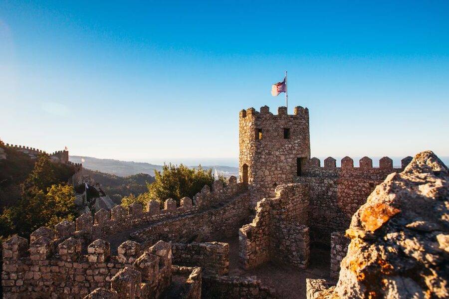 Sintra: Castle of the Moors Skip-the-Line Ticket - The views across Pena Palace, Sintra, and the Atlantic